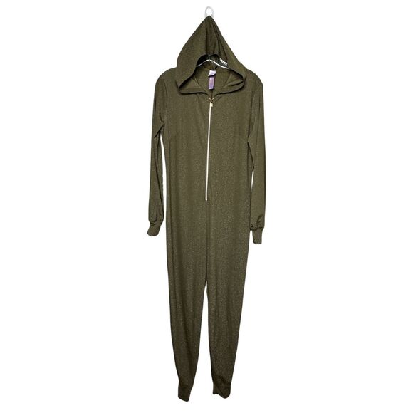 Savage X Fenty Jumpsuit Womens Medium‎ Green Glitter Casual Edgy Fun Lounge Wear - Picture 1 of 7
